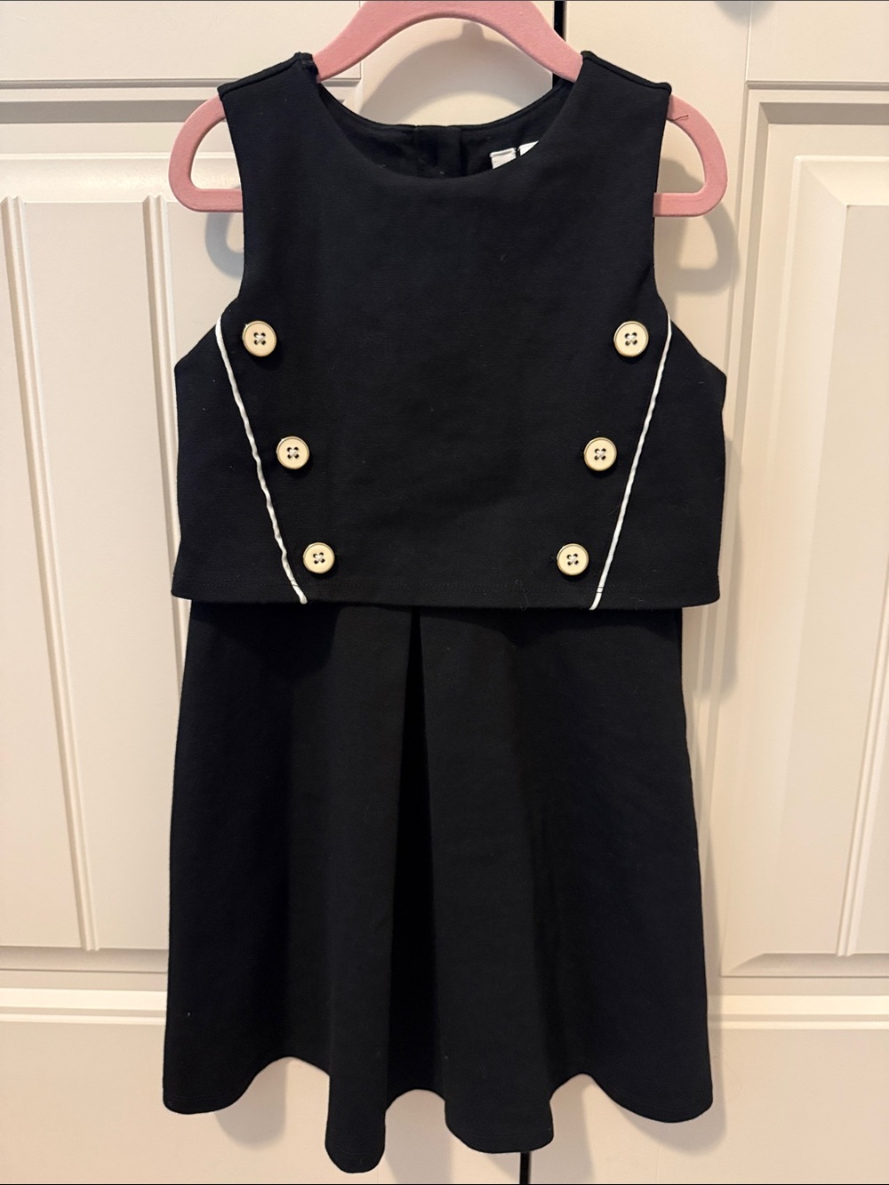 Janie and Jack Black Sleeveless Dress with Nautical Button Accents